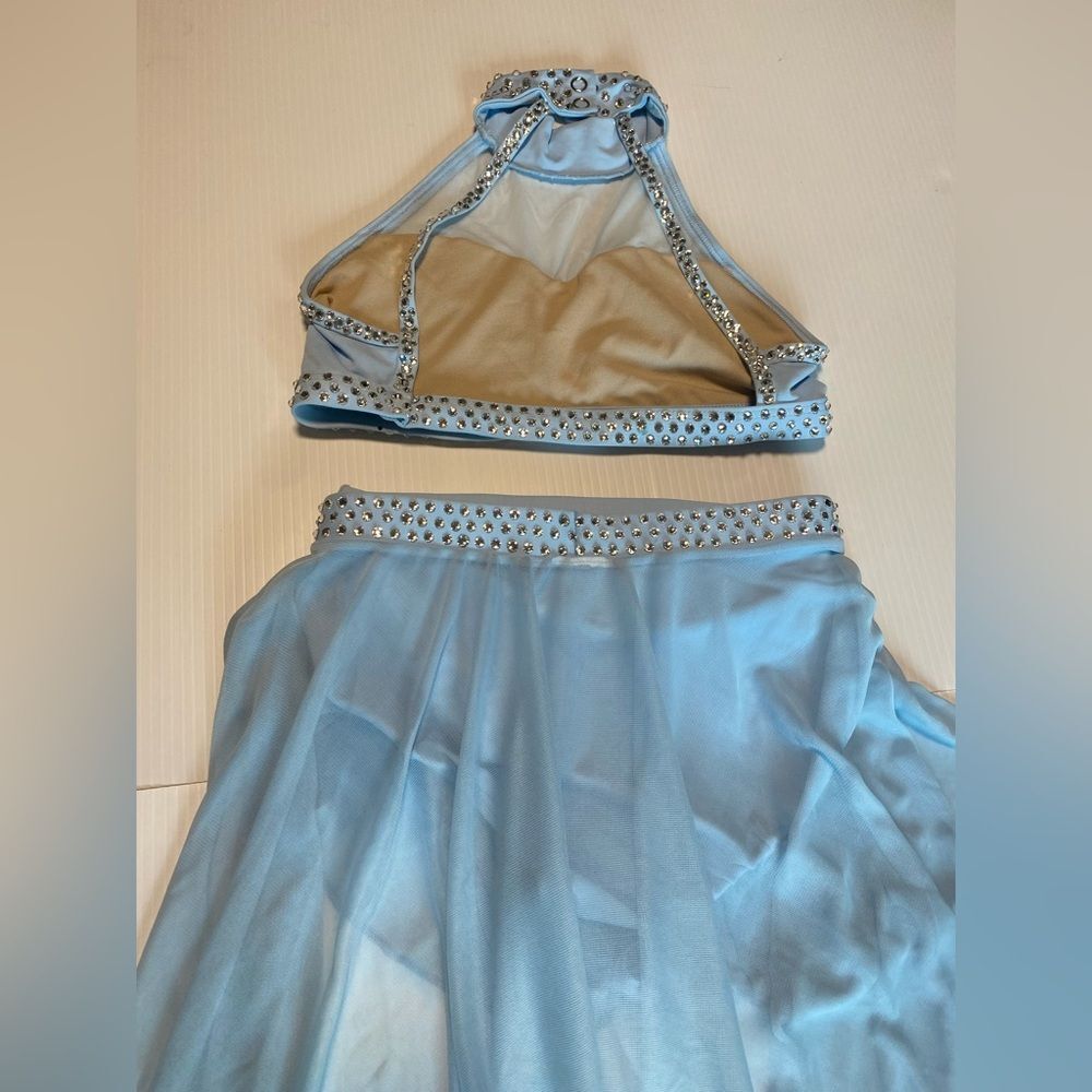 Body wrapper solo custom lyrical Dance 2 piece illusion blue maxi Skirt MC 8/10 - Picture 4 of 16